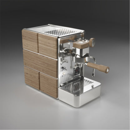 Stone Mine Premium espressomaskin - krom/trä