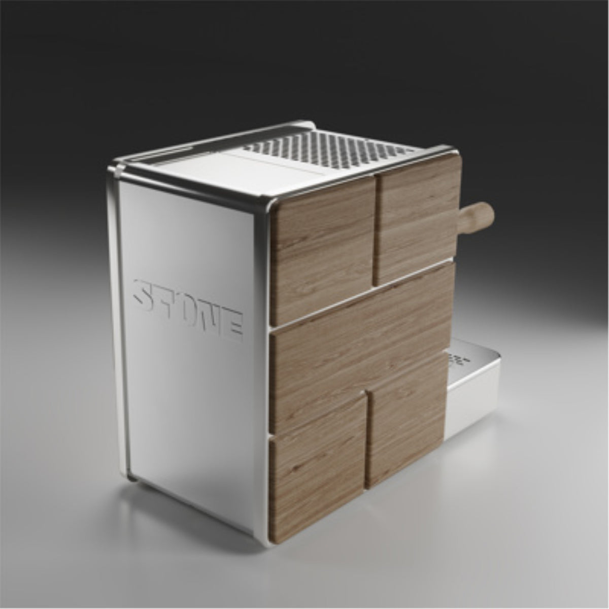 Stone Mine Premium espressomaskin - krom/trä