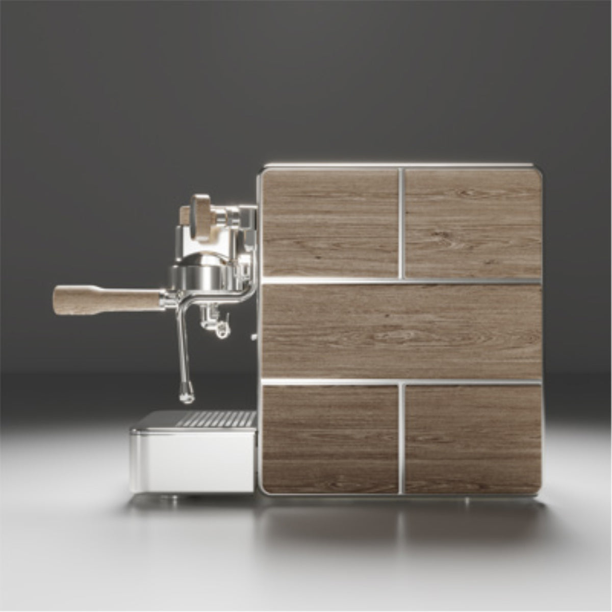 Stone Mine Premium espressomaskin - krom/trä